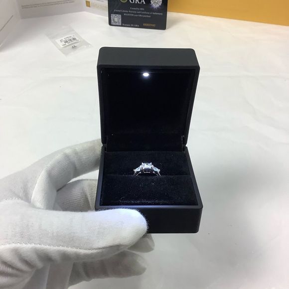 100% Real 3cts Moissanite Diamond Engagement Ring White Gold Plated - Picture 2 of 10